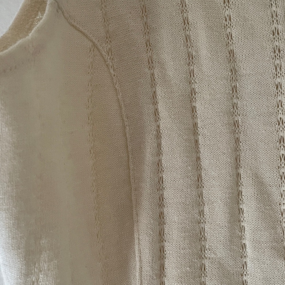 Jay Jacobs Vintage Knit Tank Ivory Button Front Ramie Cotton Medium - Picture 7 of 9